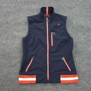 Ariat Vest Womens Small Navy Softshell Zip Pockets Outdoor Riding Equestrian